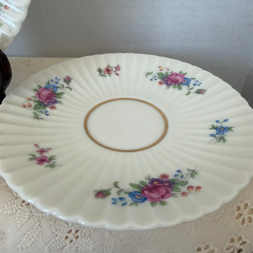 Lenox Pavlova Saucers Set‎ of 2 Vintage Floral Fine China Gold Trim O-386 USA